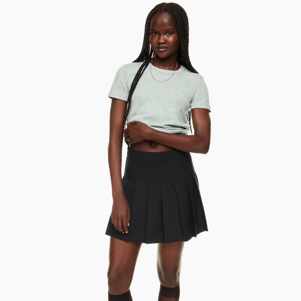Aritzia Sunday Best Olive Micro Pleated Skirt